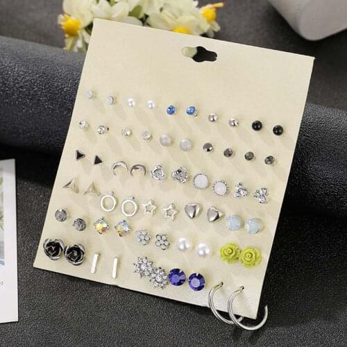 30 Pairs Matched Alloy Earrings for Teenage Girls Young Women Fashion Jewelry