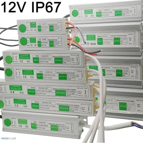 Waterproof IP67 LED Driver AC to DC 12V 10W 15W 20W 25W 30W 36W 45W 50W 60W 80W 100W 120W 150W Power Supply for LED Strip Light