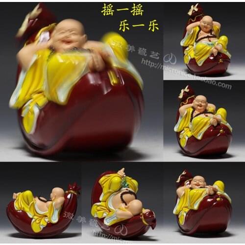 Home Furnishing ornaments jewelry decoration painted ceramic Chinese desktop den Dehua modern figure Maitreya Laughing Buddha