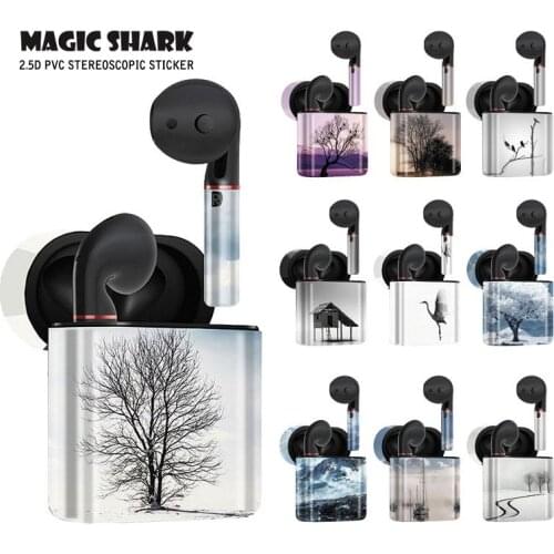 Magic Shark Beauty Tree Snow Bird Crane Landscape PVC Full Vape Sticker for Huawei Freebuds 2/2 Pro Wrap Film