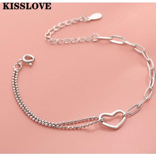 KISSLOVE Minimalist Heart Shape Charm Bracelet For Women Bracelets & Bangles Fashion Jewelry Birthday Party Accessories