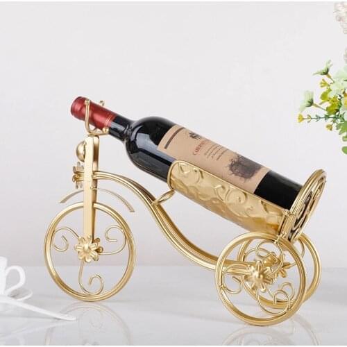 Golden Wine Bottle Rack Home Wine Cabinet Decoration Living Room Modern Iron Bicycle Shape 750ml Wine Bottle Shelf Holder