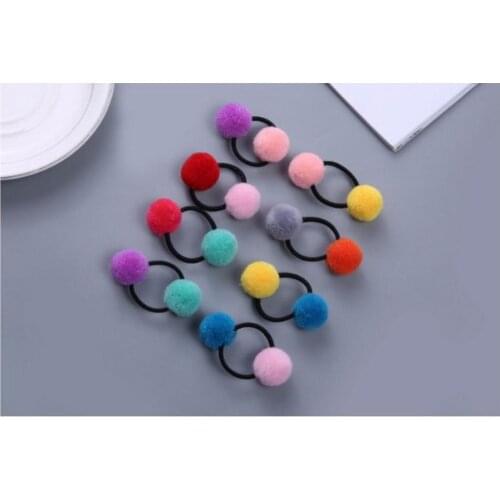 1000pcs Girls' Pompom Hair Ties Double Pom Pom Elastic Hair Band Hair Ropes
