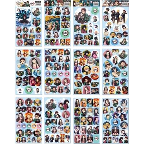 12pcs Demon Slayer Animation Comic Stickers Cartoon Character DIY Suitcase Luggage Laptop Bicycle Decorative Decals