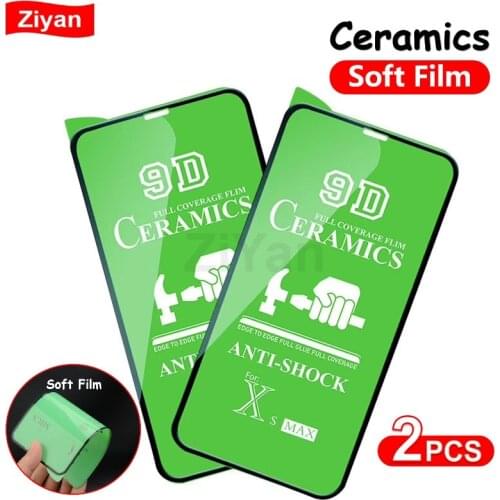 2Pcs 9D Full Cover Ceramics Screen Protector Anti-shock Soft Film For iPhone 12 Mini 11 Pro XS Max XR X 8 7 6 Plus SE Soft Glass