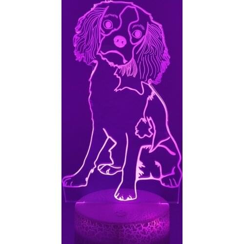 3D Nightlight Acrylic LED Illusion Night Light Cavalier King Charles Decorative Pet Dog Table Lamp party Gift