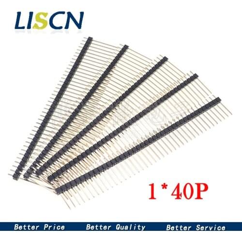 5PCS single / double row straight pin header 40P 1 * 40P / 2 * 40P pitch 2.54mm 11.5 / 13/15/17/19/21 / 25mm gold plated