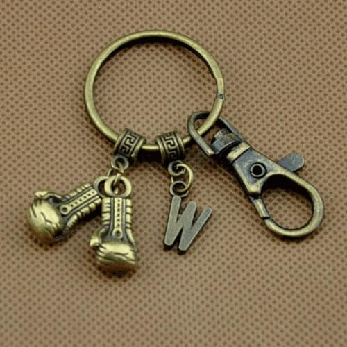 Fashion Charm A-Z Keychain Boxing Glove Pendant Boxer Sports Keychain DIY Fighting Jewelry Mens Car Keyring Souvenir Gift