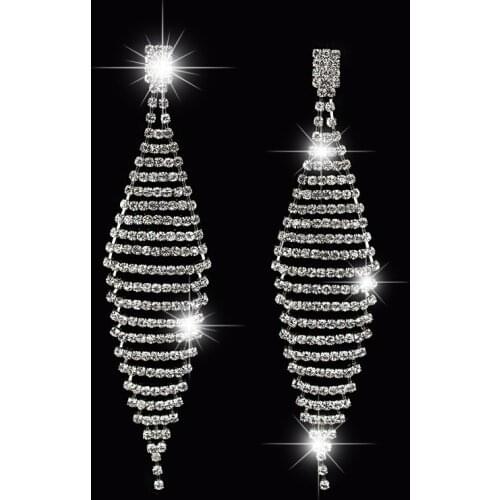 Brand Design New Fashion Popular Luxury Crystal drop Earrings Elegant Channel earrings jewelry for women #E129