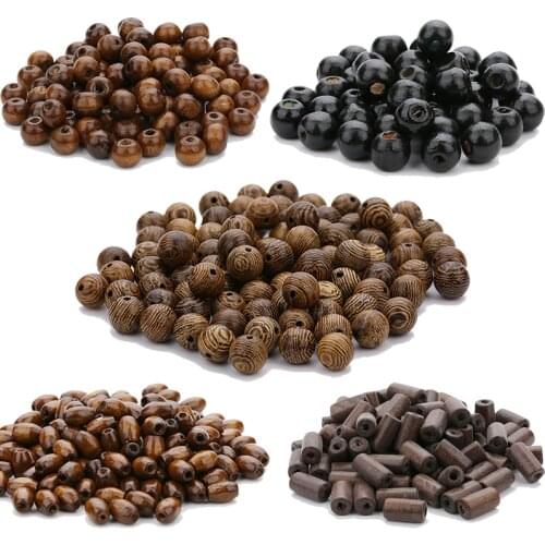 Natural Wooden Beads For Jewelry Making Big Hole Wood Beads Fit Necklace Bracelet Charm Stripes Loose Wood Spacer Beads Abacus