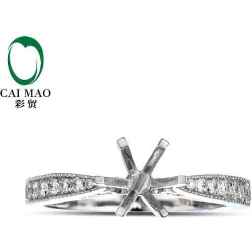 CaiMao Round cut Semi Mount Ring Settings & 0.19ct Diamond 18k White Gold Gemstone Engagement Ring Fine Jewelry