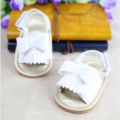 DHL 200pair Summer Cute Newborn Infant Baby Girl PU Leather Bow Tassel Shoes Toddler Kids Girls Sandals 0-18M