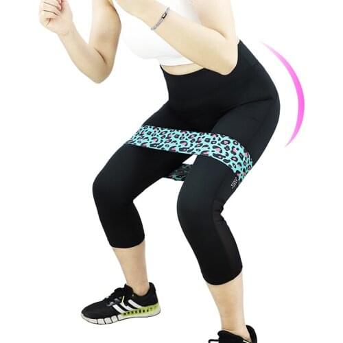 Leopard Print Polyester Hip Resistance Bands Latex Loops Booty Leg Elastic Bands for Men Women Legs Thigh Workout Squat Exercise