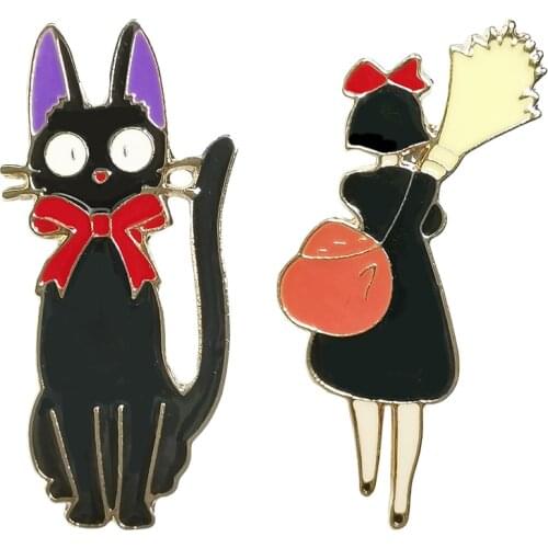 Pretty Girl And Cat Enamel Brooch For Women Custom Badge Pins For Backpacks Clothes Jewelry Wholesale Scarf Buckle