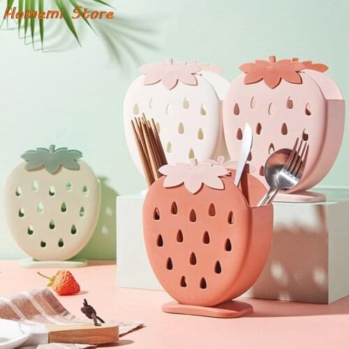 Strawberry Chopsticks Holder Drain Rack Kitchen Tableware Storage Rack Hollow Drainer Spoon Fork Knife Shelf Holder
