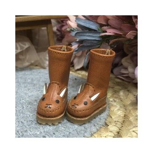 Blythes Doll Shoes fit in 1/6 Size Fashion Animal Rabbit High Top Boots Shoes Rotten Strawberry Khaki Color Brown White etc