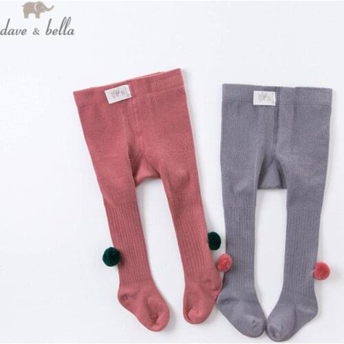 DB15698 dave bella winter infant baby girls lolita ball solid leggings children fashion leggings