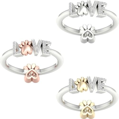 Lovely Cat Paw Fashion Rings Animal Footprint Open Finger Ring For Women Girls Pet Lover Gift Silver Color Rings Jewelry