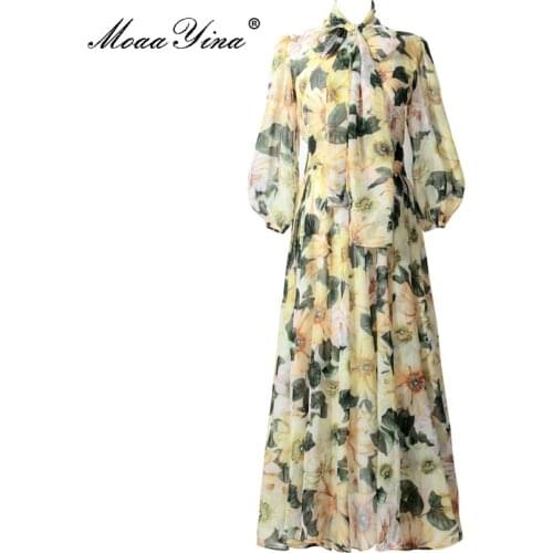 Желтые летние платья MoaaYina China At AliExpress