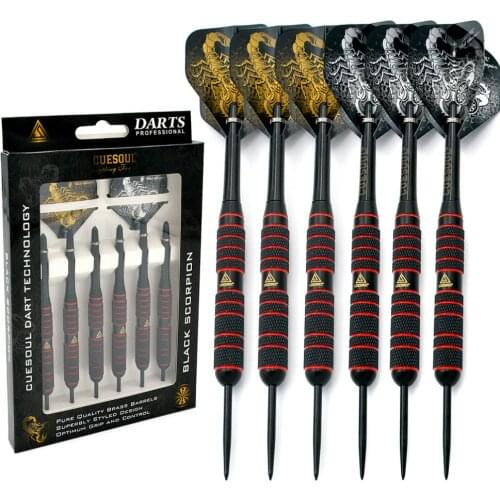 CUESOUL 20g Steel Tip Dart Black Coated Brass Dart Set - Pack of 6 Pcs