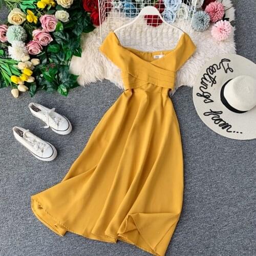 Vintage Slim Ruffles Sexy Off Shoulder Summer Autumn Midi Long Dress Vestido De Festa Women Casual Elegant Party A-Line Vestidos