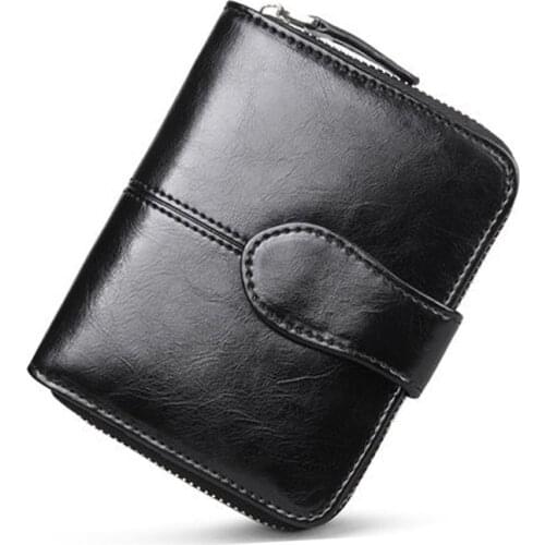Simple Fashion Women Mini Purse PU Leather Solid Color Zipped Clutch Bag Card Holder Ladies Girls Casual Short Wallet New