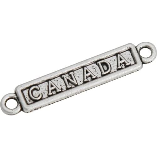 RAINXTAR Fashion Tibetan Silver Color Alloy CANADA Connector Charms For Bracelets Making 7*24mm 100pcs AAC415