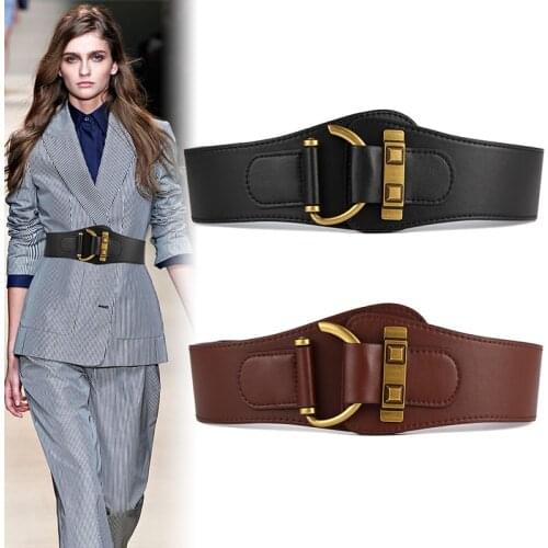 Good Quality Waistband Black Wide Fashion Dress Coat Genuine Leather Cummerbund elastic Ceinture Luxury corset Girdle Women Belt