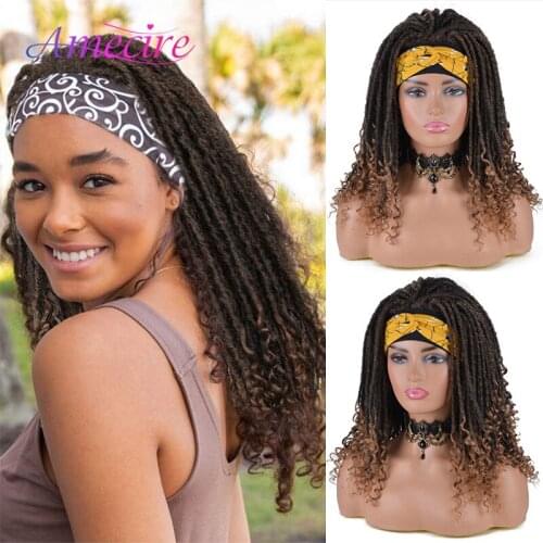 Synthetic Headband Wigs Dreadlock Wig Turban Wig Braided Twist Wigs Hand Braided Curly Wigs for Black Women