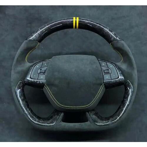 Cuatomized Forged Carbon Fiber Sports Steering Wheel Alcantara Leather compatible for Peugeot DS5 2016-2021