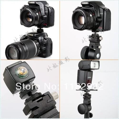 1/4" double hot shoe Screw Tripod Screw To Flash Hot Shoe Adapter Free Shipping+Tracking Number