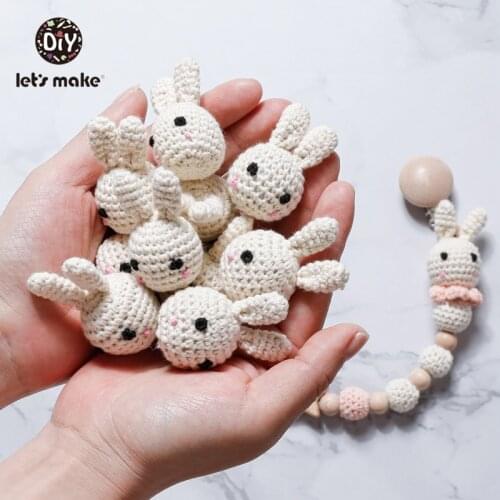 Lets Make Crochet Beads 1pcs DIY Baby Accessories Rodent Animal Rabbit Panda Cotton Childens Goods Food Grade Teething Toys