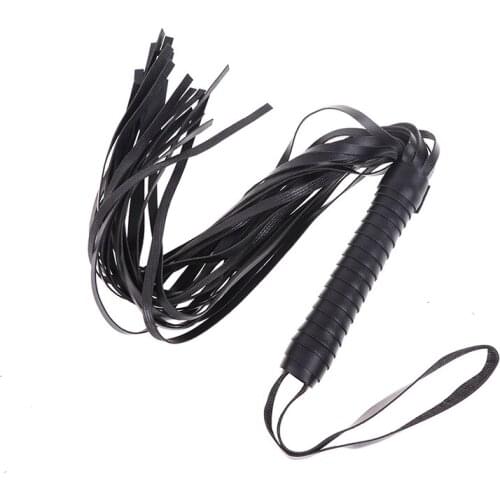 High Quality Pu Leather Pimp Whip Racing Riding Crop Party Flogger Hand Cuffs Queen Black Horse Riding Whip 1pcs