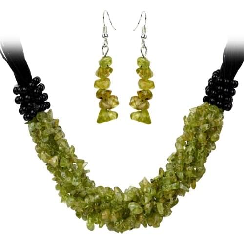 YACQ Peridot Charm Choker Collar Necklace 7 Layer 925 Sterling Silver Dangle Earrings Set Jewelry gift For Women Teen Girls Mom