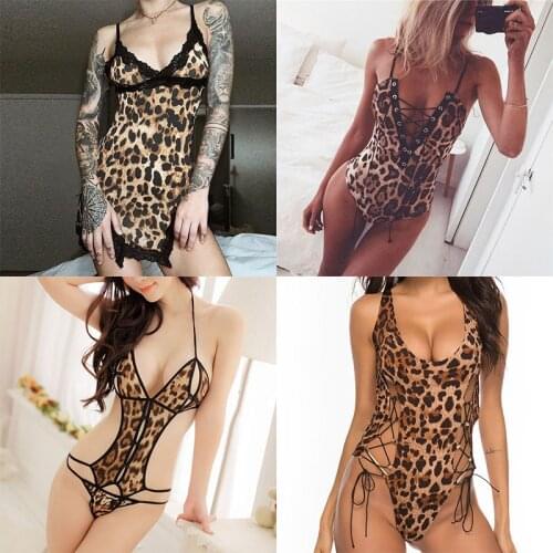 Women Babydoll Lingerie Sexy Hot Erotic Dress Teddy Porno Lingerie Plus Size Sexi Underwear Leopard Lenceria Sex Babydoll