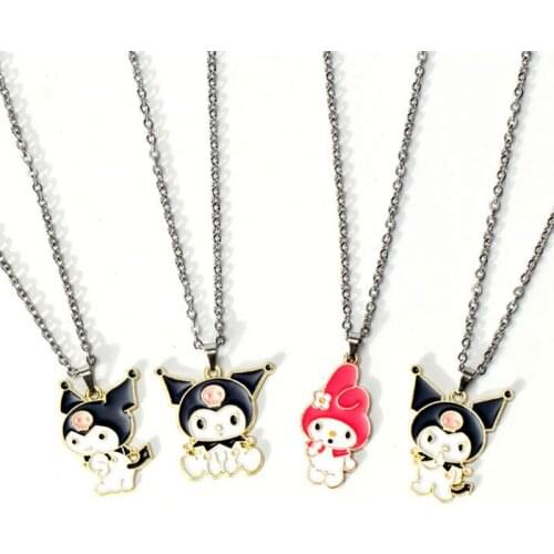 Harajuku Spooky Kawaii Cartoon Anime Kuromis Rabbit Bunny Little Devil Pendant Necklace For Women Girl Jewelry Accessories Gifts