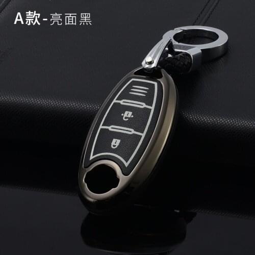 1x Fashion Zinc Alloy Key Shell + Weave Key Chains 3 Colors Car Protective Case Bag Cover Skin Shell Auto For Nissan Smart 2-Key