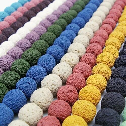 10-16mm Natural Round Matte Selectable Color Lava Rock Stone Beads For Jewelry Making Beads 15'' Needlework DIY Beads Trinket