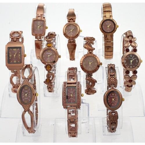 10PCS/Lot Wholesale Mixed Style Coffe Ladies Women Watches Quartz Luxury Dress Fashion Wristwatch Gift JB3T