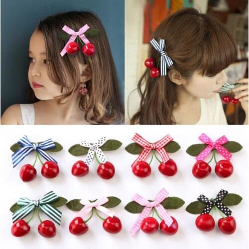 200pcs/lot DIY Simple Multi Three-dimensional Cherry Hair Duck Clips Bowknot Bang Hairpins Hair Styling Tools Accessories HA1626