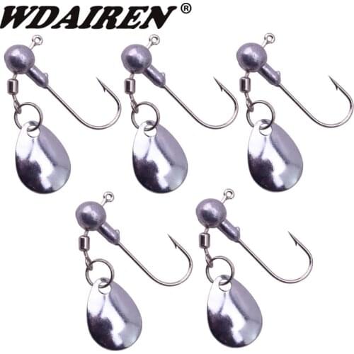 5Pcs/lot 2g 4g soft lure jig head Spinner Fishing hooks Spoon Lure Rotating Metal Sequins baits Wobbler fishing Tackle FA-067
