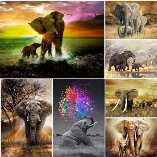5D DIY Diamond Painting Baby Elephant Kits Full Drill Square Embroidery Mosaic Animal Art Picture of Rhinestones Gift Home Decor