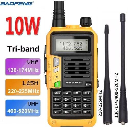 Baofeng UV-S9 Plus 10W Tri-Band 136-174/220-225/400-520MHz High Power Amateur Ham Portable CB Radio Comunicador Transmitter