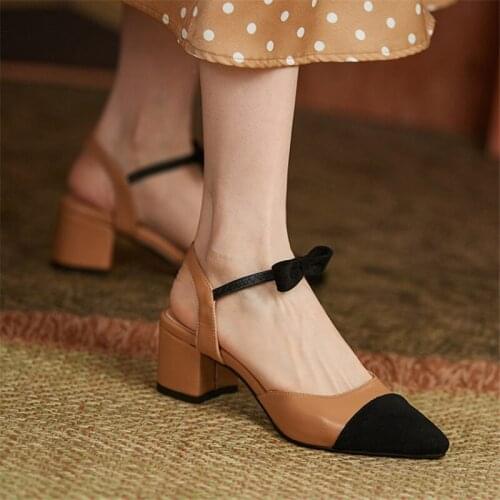 PXELENA Chic Mixed Colors Med Heels Sandals Women Bow Knot Pointy Toe Office Lady Daily Date Shoes 2021 Summer Beige Black Khaki