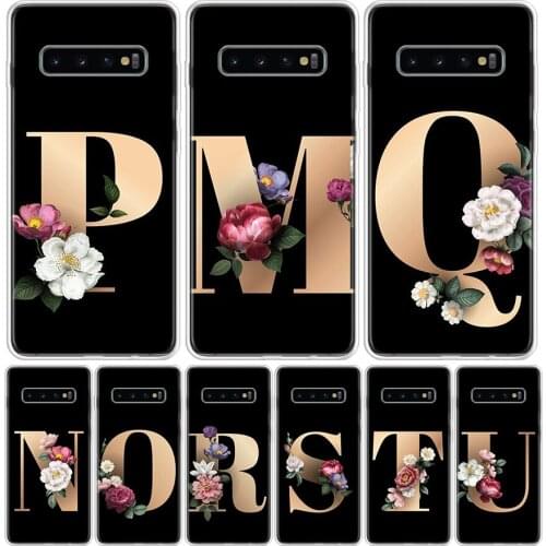 26 Letter M-V Flowers Cover Phone Case For Samsung Galaxy S10 S20 Ultra Note 10 9 8 S9 S8 J4 J6 J8 + Lite Plus Pro S7 Coque
