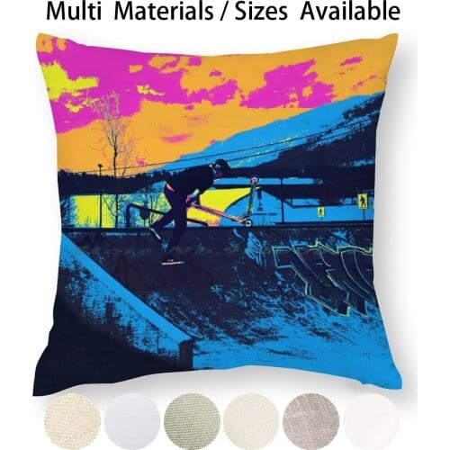 Tail Whip Scooter Stunt Pillow Case Throw Pillow Cover Cotton Linen Flax Stunt Scooter Trick Scooter Kick Scooter Skate Park