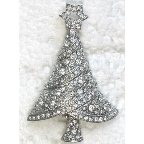 Clearl Rhinestone Christmas Tree brooch Christmas gift party Pin brooches C682 A