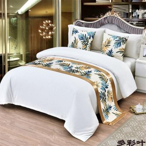 Colorful leaves Bed Runner Flag Scarf/Bed Tail Towel For Home Hotel Bedroom Bedding Decor Golden Tree and Silver Tree bedspread