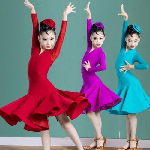 Childrens Latin dance costumes competition clothes standard clothes dance performance clothes autumn and winter