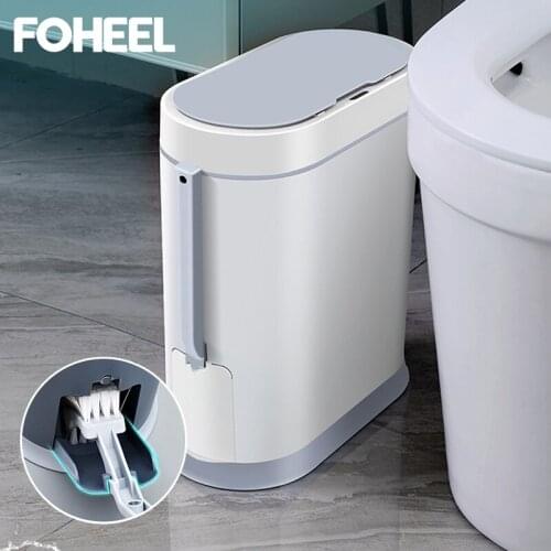 FOHEEL Smart Induction Narrow Trash Bin Bathroom Can Garbage Bag Waste Home Plastic Rubbish Dustbin Three Models to Choose